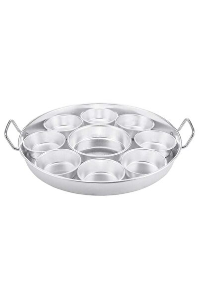 AL SANIDI Breakfast Serving Trays, Breakfast Tray, Silver, Size 43 Cm