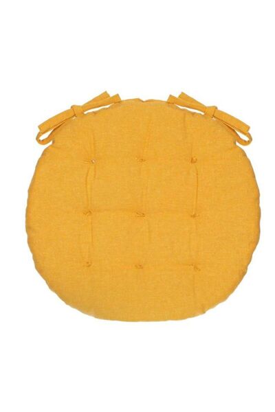OEM Round Cotton Chair Cushion Mustard Yellow Ø38 x 5 cm