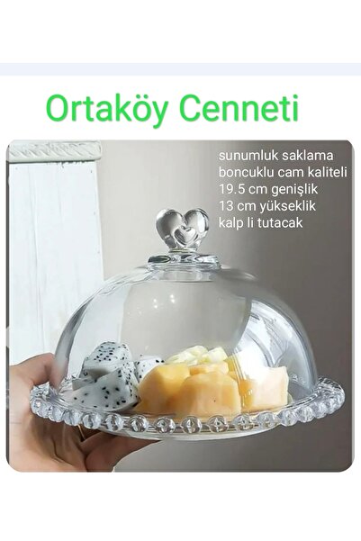 ORTAKÖYCENNETİ Cake Sweet Pastry Storage Container with Glass Lid Beaded 23.5...