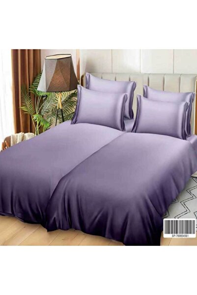 Patul Satin Cotton Linen with 2 Sides, Double Bed, Sulphur, 7 Pieces