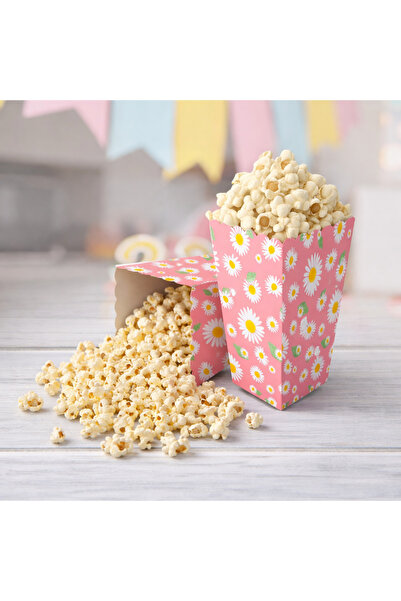 Baloncu Dede Karton Papatya Desenli Popcorn Kutusu 8x11,5 cm 8 Adet Patlamış ...