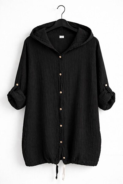 Turkotton Buttoned Hooded Shirt Jacket