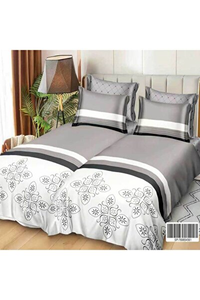 Patul Satin Cotton Linen with 2 Sides, Double Bed, Sulphur, 7 Pieces