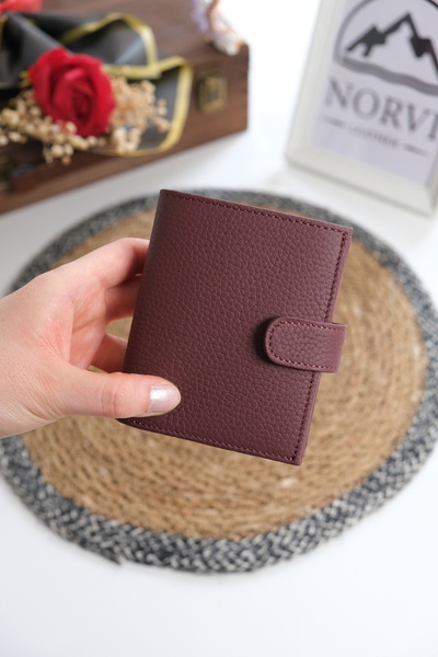 Norvi Leather Çıtçıtlı Fermuarlı Hakiki Deri İsme Özel Kadın - Erkek Cüzdan 1332