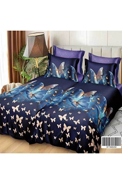 Patul Satin Cotton Linen with 2 Sides, Double Bed, Sulphur, 7 Pieces