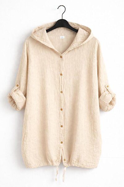 Turkotton Buttoned Hooded Shirt Jacket