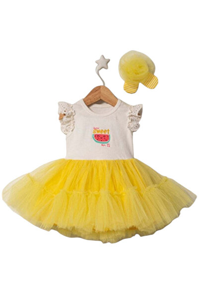 The-kid.co فستان بونبون توتو مع عصابة رأس - أصفر