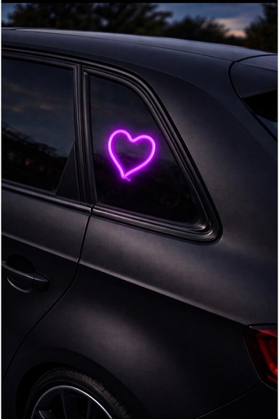 AUTO ELİTE KABLOSUZ EV ARAÇ DEKOR NEON KALP EMOJİ TAK KULLAN
