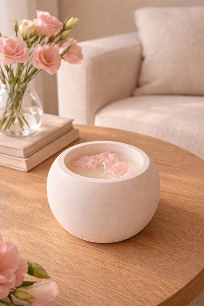 Candle d'amour Candle d’amour Çiçek Detaylı Dekoratif Soya Mum – El Yapımı Ta...