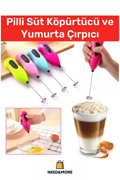 NEED&MORE #Premium Pilli Süt Köpürtücü – Çelik Uçlu, Kahve, Sos ve Yumurta İç...