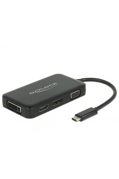 DELOCK Adaptor USB-C la VGA / HDMI / DVI / DisplayPort T-M Negru, 63929