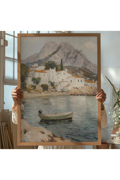 Tuba Decor Tablou dintr-o singură bucată cu ramă din lemn, pe coasta meditera...