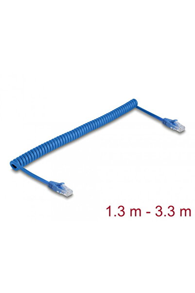 DELOCK RJ45 Cat.6 UTP spiral cable max 3.3m Blue, 90363