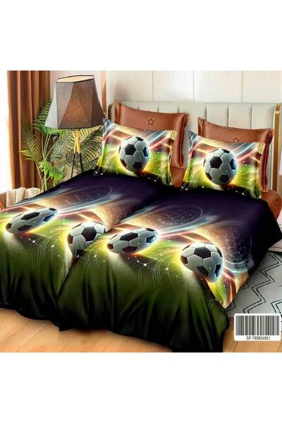 Patul Satin Cotton Linen with 2 Sides, Double Bed, Sulphur, 7 Pieces