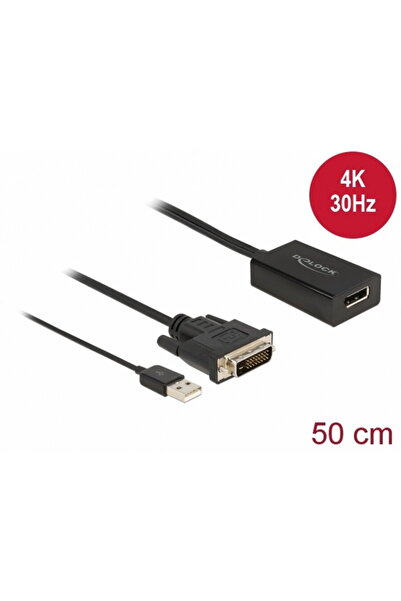 DELOCK Adaptor DVI la Displayport 4K30Hz cu HDR T-M, 63189
