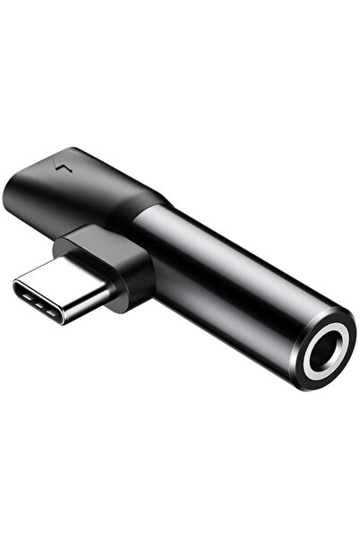 Baseus Adaptor Type-C la port Type-C și port Jack 3.5mm L41, Negru