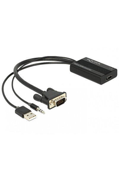 DELOCK VGA to HDMI Converter with Audio Black, 62597