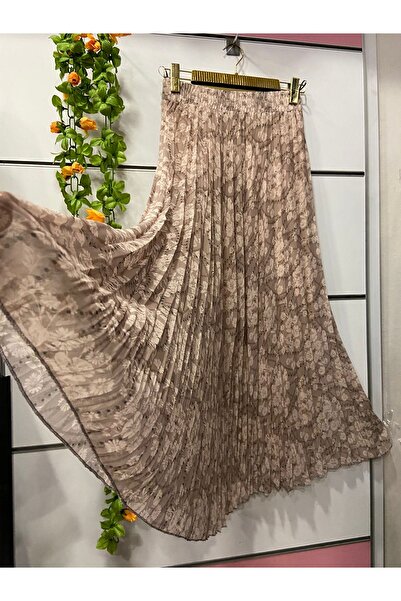 edu collection Patterned Bohe Bell Chiffon Skirt with Lining