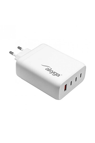 Akyga Incarcator priza 3 x USB-C + USB-A PD GaN 5-28V/1.5-5A 140W Alb, AK-CH-24