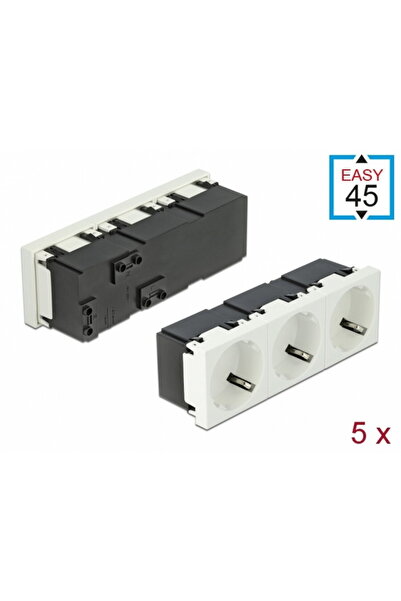DELOCK Set of 5 triple sockets for Easy 45 housing White 45 x 45 mm, 81323