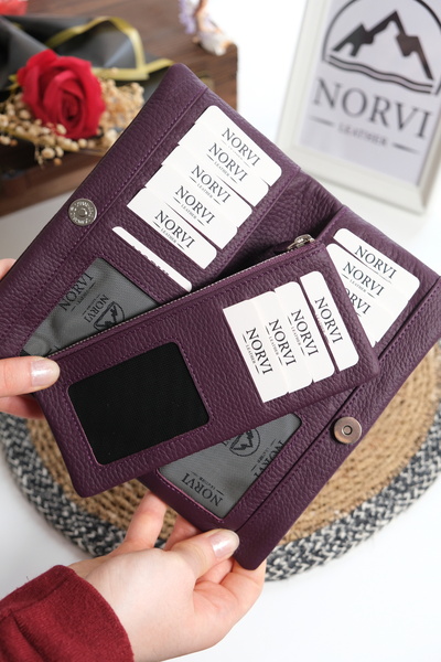 Norvi Leather Genuine Leather Wallet with Phone Compartment and Card Holder 1346