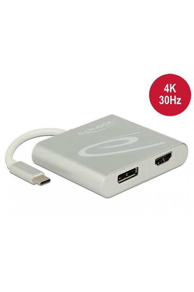 DELOCK Multiplicator USB-C (DP Alt Mode) la 1 x HDMI + 1 x Displayport 4K 30 ...