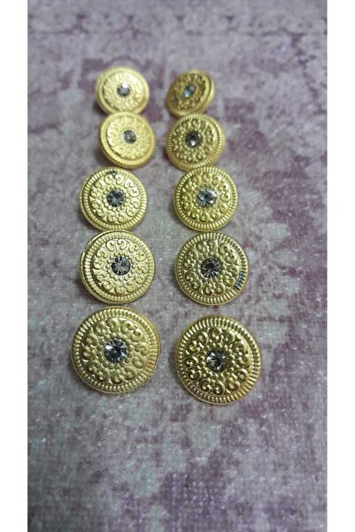 ILCARE Gold Matte Plated Metal Button 25 Size 15 mm 10 Pieces