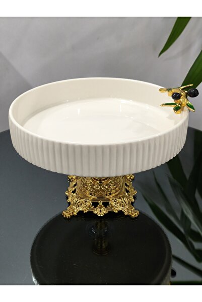 PARILTI HOME COLLECTİON Πορσελάνινο διακοσμητικό μπολ με σχέδιο ελιάς, πιάτο ...