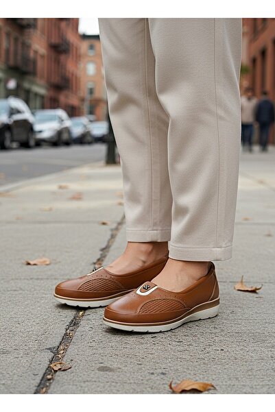 KAFKASLAR AYAKKABI Fully Orthopedic Genuine Leather Flexible Women's Ballet F...