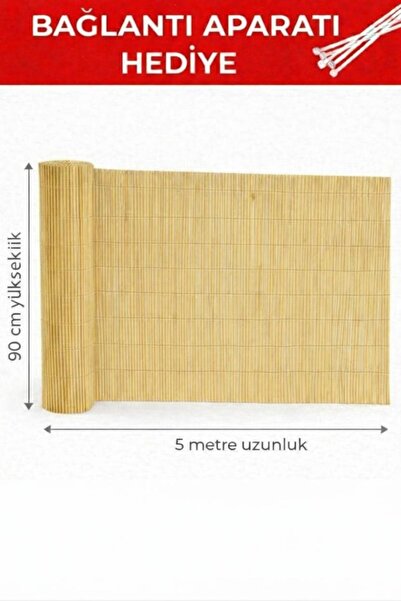 Hasır Dünyam Doğal Kamış Hasır Çit 90cm x 5m | Bahçe Çiti , Balkon Çiti, Bamb...