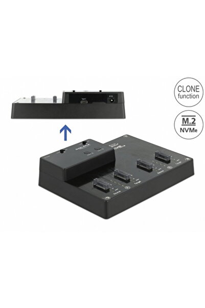 DELOCK Docking station for 4 x M.2 NVMe PCIe SSD with clone function, 64124