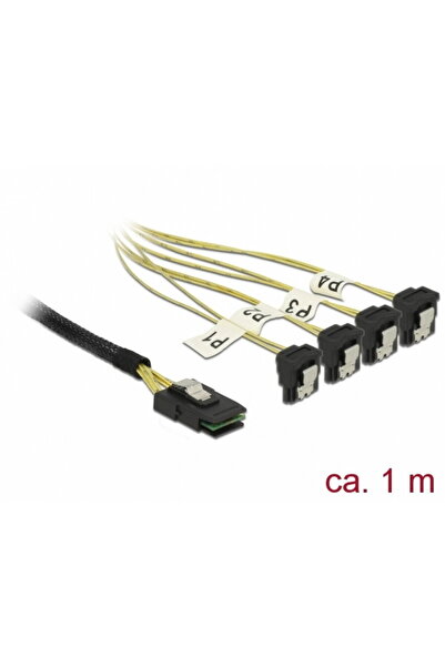 DELOCK Mini SAS SFF-8087 to 4 x SATA angled cable 1m, 85687