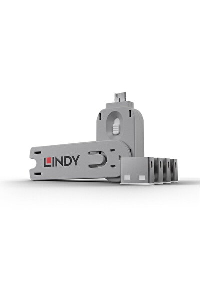 LİNDY USB A port blocker, 4 pcs. White + Key