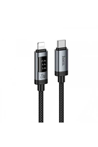 hoco. Hoco display u148, 27w, 1.2m, black usb-c - lightning data and charging...