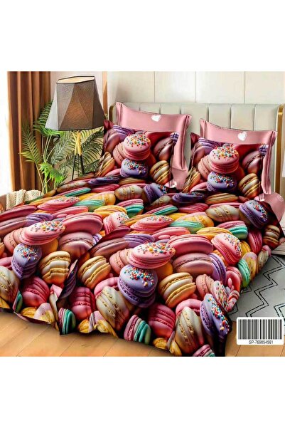 Patul Satin Cotton Linen with 2 Sides, Double Bed, Sulphur, 7 Pieces
