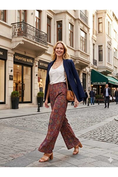 forte bella Patterned Casual Viscose Trend Pants