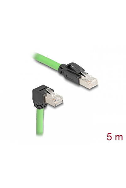 DELOCK RJ45 Cat.6A SFTP straight/down angle TPU network cable 5m Green for in...