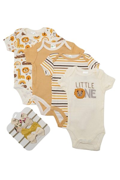 Bambimici -Printed Babysuit 3-Piece Set with Headbands-Multicolor