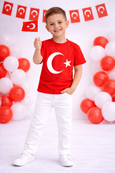 DUBAİ ÇOCUK Boy's Turkish Flag T-Shirt and Pants Set – April 23 October 29 Pe...