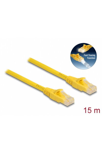 DELOCK Network cable RJ45 6A UTP Fast Tracing 15m Yellow, 80106