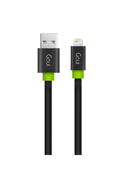 GOUİ USB-A - Lightning Fashion Flat Data and Charging Cable, 18W, 1m, Black G...