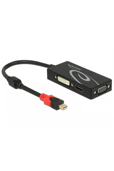 DELOCK Adaptor mini Displayport 1.2 la VGA / HDMI / DVI 4K Pasiv Negru T-M, 6...