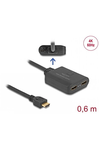 DELOCK Multiplicator HDMI 2 porturi 4K60Hz cu downscaler + cablu 0.6m, 18650