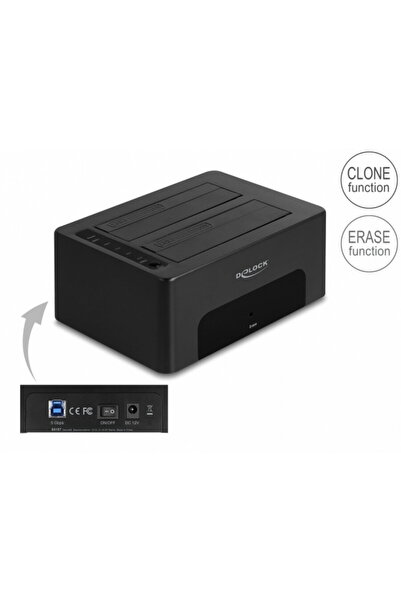 DELOCK Stație de andocare duală 2 x SATA HDD/SSD Funcție de clonare/ștergere,...