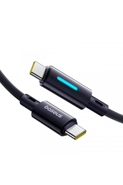 Baseus USB-C Data and Charging Cable - USB-C Lit Button Control, 100W, 1m, Bl...