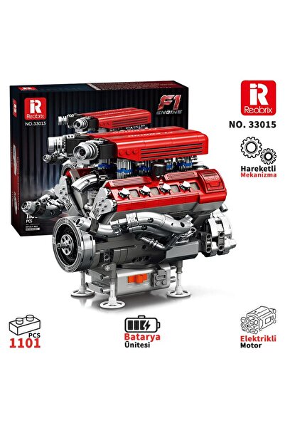 REOBRIX Technic 33015 F1 Motor (Engine) Motorlu Yaratıcı Yapı Blok Seti Build...