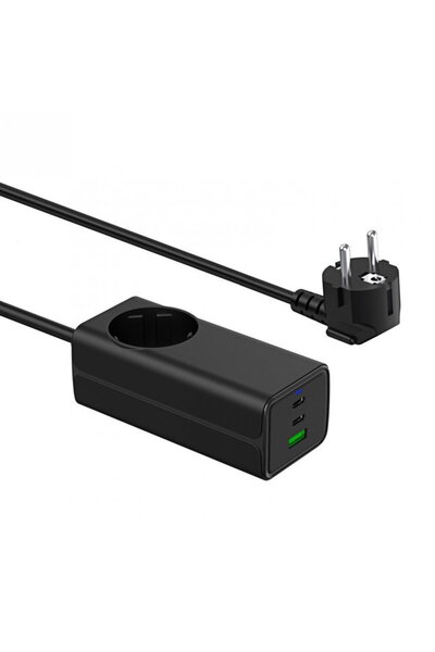 Akyga 65W wall charger with 2 x USB type C + 1 x USB-A + Schuko Black, AK-CH-21