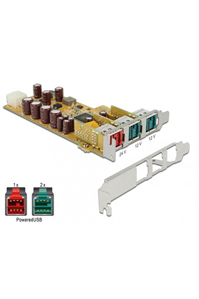 DELOCK Adaptor USB alimentat prin PCI Express, 1 x USB 24V + 2 USB 12V, 89655