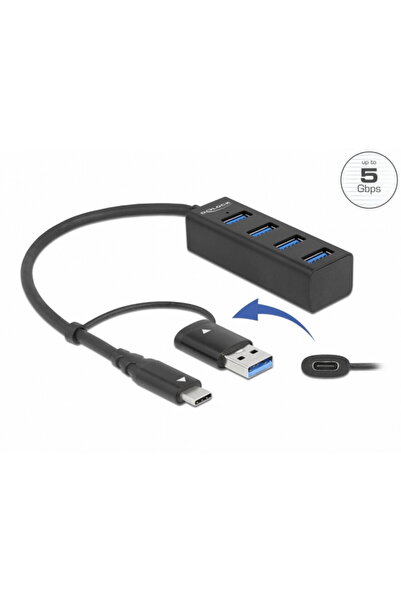 DELOCK HUB USB 3.2 Gen1 A+C la 4 x USB-A, 63828