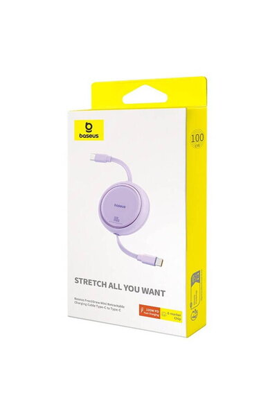 Baseus Cablu de Date Type-C la Type-C, 100W, 1m, Free2Draw Mini, Violet